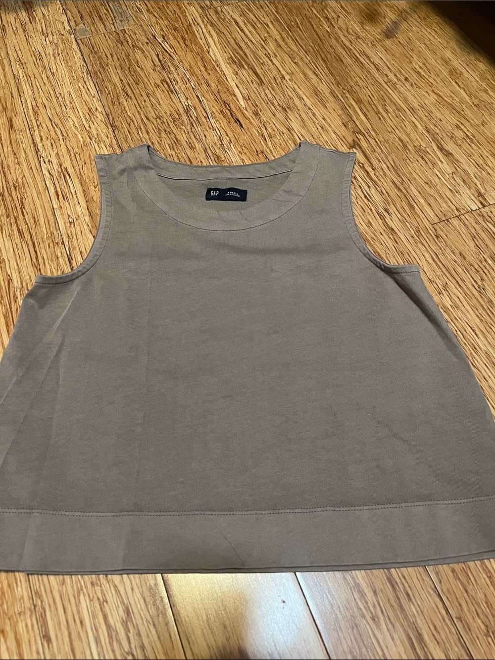 GAP Taupe Boxy Sleeveless Crop Tank